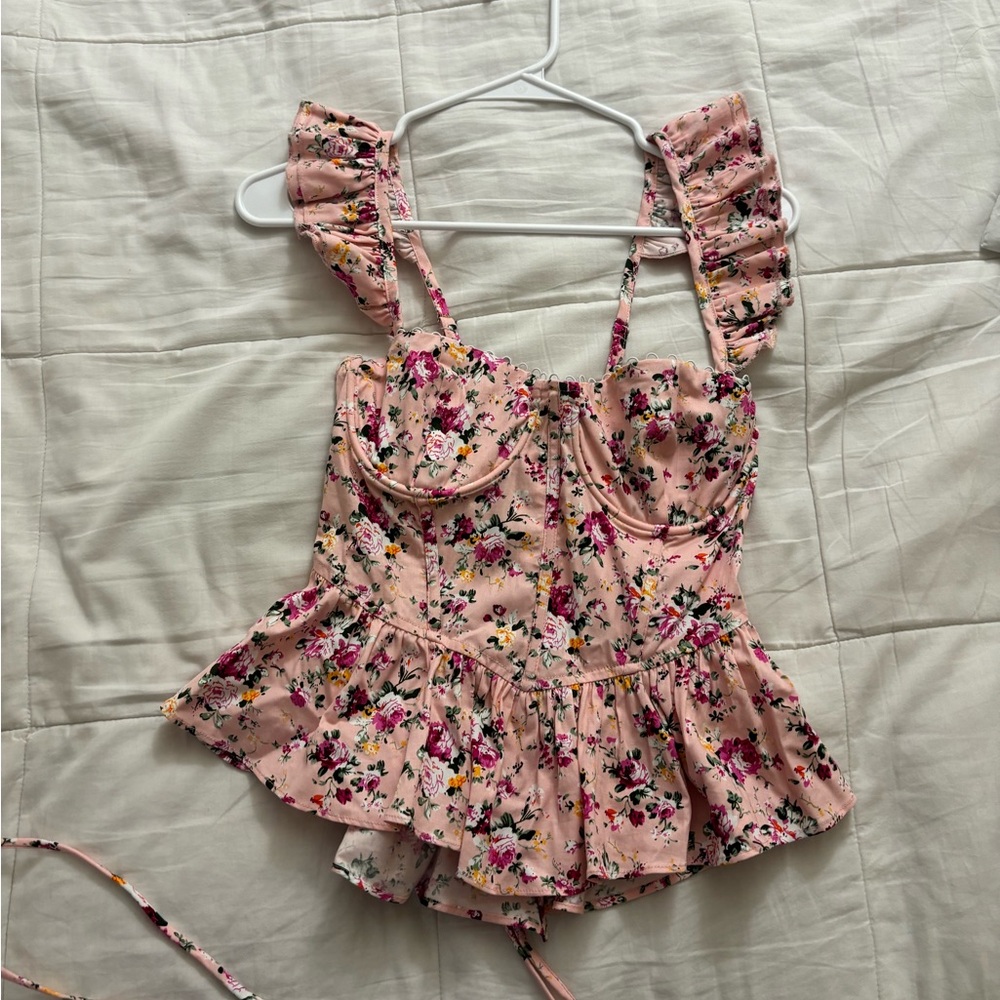 Floral corset-like top. Brand new. Tags still on.
